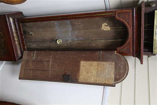 Edward Woodward of London. An early 18th century red chinoiserie lacquered eight day longcase clock, 7ft 3in.